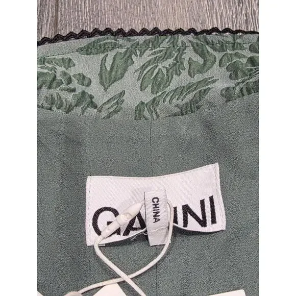 GANNI Organza Mini Dress Size 36 Myrtle Jacquard Balloon coquette fairy A004055 - Picture 9 of 13